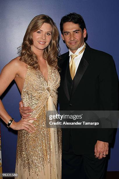 Sonya Smith and Gabriel Porras attend Telemundo's annual gala for the Women of Tomorrow Mentor & Scholarship Program at Mandarin Oriental on March...