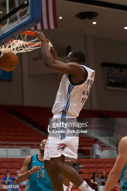 White of the Tulsa 66ers dunks the ball against the Sioux Falls Skyforce during Game One of the First Round of the 2010 NBA D-League Playoffs on...