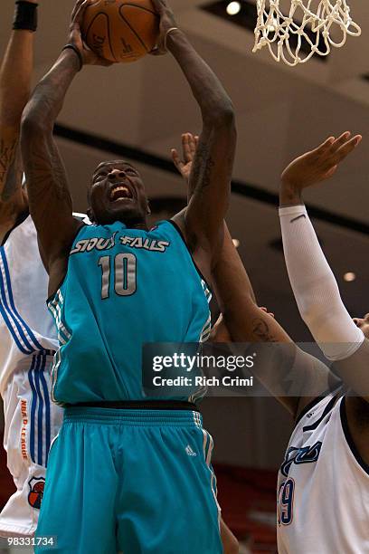 Jared Newson of the Sioux Falls Skyforce goe up for the shot against the Tulsa 66ers during Game One of the First Round of the 2010 NBA D-League...