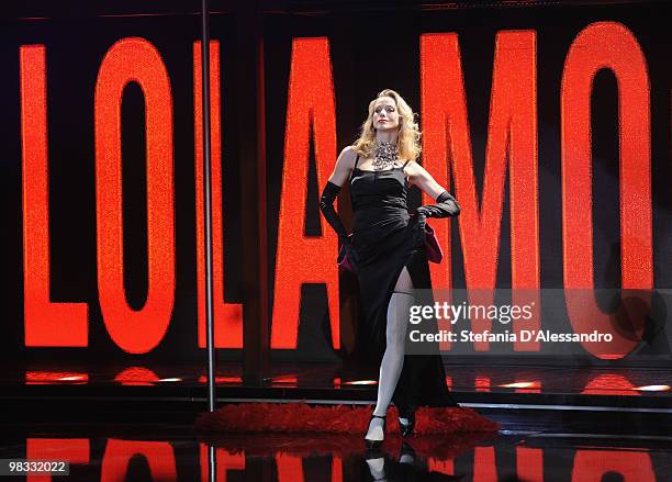 Nora Mogalle attends 'Chiambretti Night' Italian TV Show held at Mediaset Studios on April 8, 2010 in Milan, Italy.