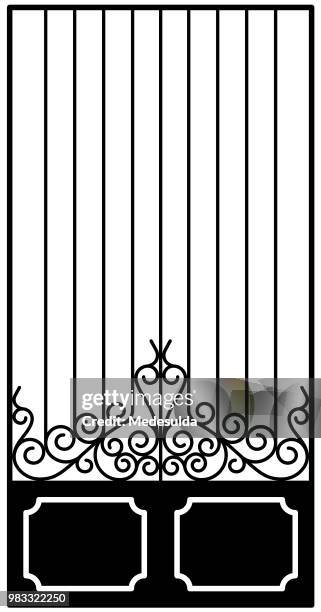 art nouveau door vector fence - blacksmith stock illustrations