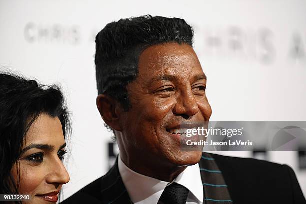 Jermaine Jackson and Halima Rashid attend the "Hollywood Glamour Collection" launch party at Beverly Hills Hotel on April 7, 2010 in Beverly Hills,...