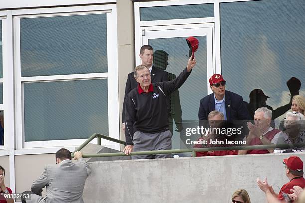 Former United States President George H.W. Bush during Atlanta Braves vs Houston Astros spring training game at Osceola County Stadium. Kissimmee, FL...