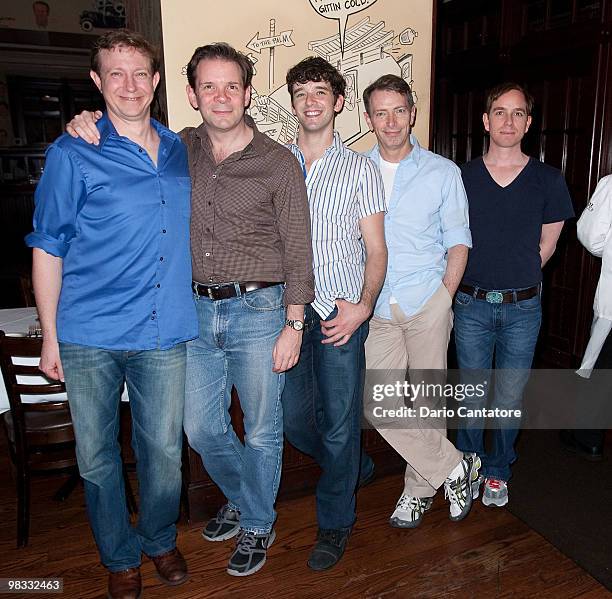 Actors Matthew Schneck, Thomas Jay Ryan, Michael Urie, Arnie Burton, and Sam Breslin Wright attend the unveiling of "The Temperamentals" cast wall...