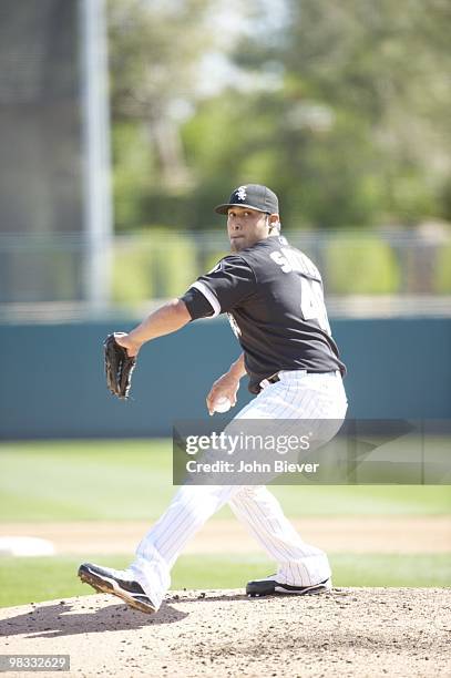 Chicago White Sox Sergio Santos in action, pitching vs Cleveland Indians during spring training at Camelback Ranch. Glendale, AZ 3/11/2010 CREDIT:...