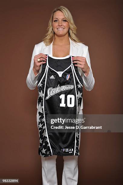 The number 5 overall pick Jayne Appel of the San Antonio Silver Stars poses for a portrait during the 2010 WNBA Draft on April 8, 2010 in Secaucus,...