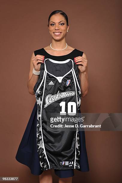 The number 17 overall pick Alysha Clark of the San Antonio Silver Stars poses for a portrait during the 2010 WNBA Draft on April 8, 2010 in Secaucus,...