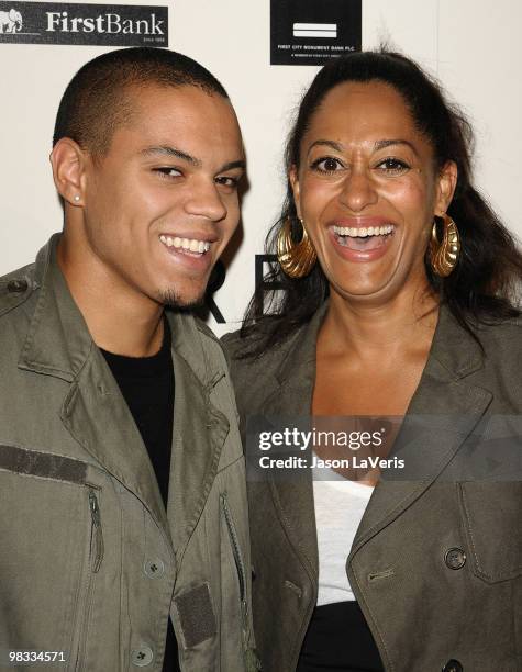 Actor Evan Ross and actress Tracee Ellis Ross attend the "Hollywood Glamour Collection" launch party at Beverly Hills Hotel on April 7, 2010 in...