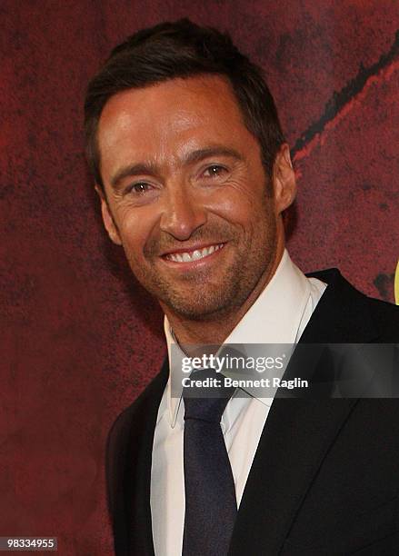 Actor Hugh Jackman attends the Broadway opening of "The Addams Family" at the Lunt-Fontanne Theatre on April 8, 2010 in New York City.