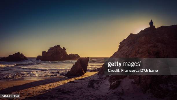 sunset at big sur - panorama urbano stock pictures, royalty-free photos & images
