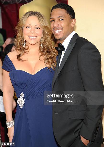 Singer Mariah Carey and actor Nick Cannon arrive at the 82nd Annual Academy Awards at the Kodak Theatre on March 7, 2010 in Hollywood, California.