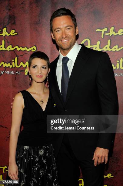 Cherise Mitchell of the "Make a Wish Foundation" and actor Hugh Jackman attend the Broadway opening of "The Addams Family" at the Lunt-Fontanne...