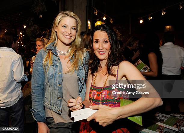 Ali Larter and Anna Getty attend Anna Getty's "Easy Green Organic: Cook Well, Eat Well, Live Well" Book Party at Rolling Greens on April 7, 2010 in...