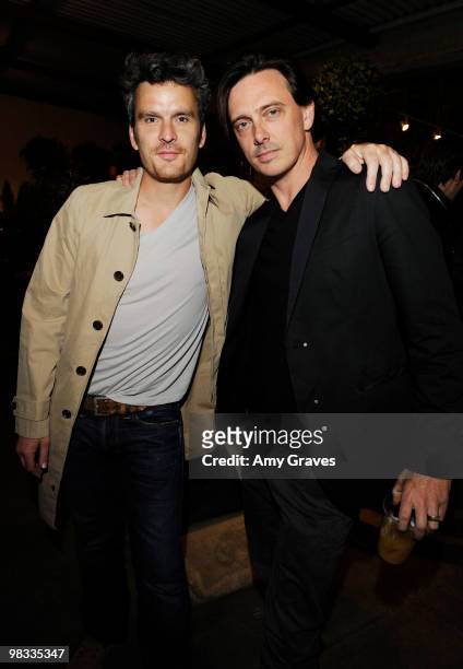 Actors Balthazar Getty and Donovan Leitch attend the Anna Getty "Easy Green Organic: Cook Well, Eat Well, Live Well" Book Party at Rolling Greens on...