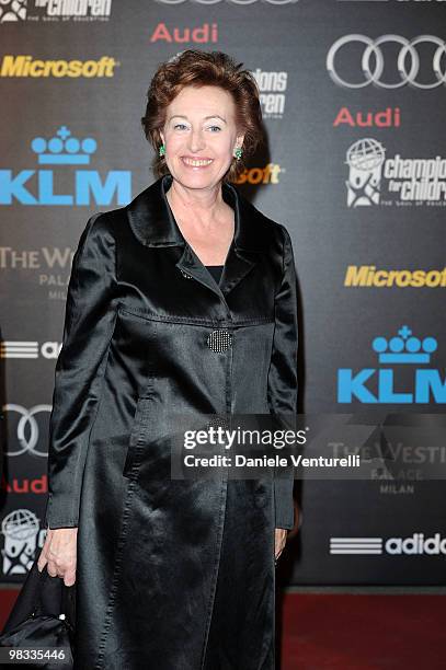 Mayor of Milan Letizia Moratti attends the "Champions For Children" And Clarence Seedorf Hold First Annual Gala held at Castello Sforzesco on April...