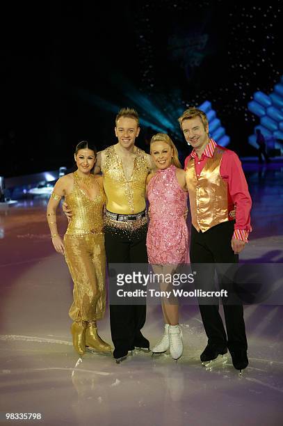 Hayley Tamaddon and Dan Whiston Jane Torville Christopher Dean attend the Dancing on Ice Tour photocall on April 8, 2010 in Sheffield, England.