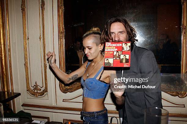 Alice Dellal and Frederic Beigbeder attend the Eva Herzigova Collection For 1.2.3 Launch - Party on April 8, 2010 in Paris, France.