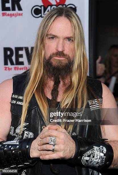 Musician Zakk Wylde arrives at the 2nd annual Revolver Golden Gods Awards held at Club Nokia on April 8, 2010 in Los Angeles, California.