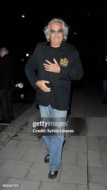 Flavio Briatore leaving a Restaurant in Mayfair on April 8, 2010 in London, England.