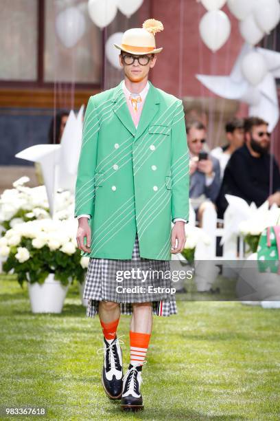 Model walks the runway during the Thom Browne Menswear Spring/Summer 2019 show as part of Paris Fashion Week on June 23, 2018 in Paris, France.