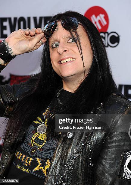 Musician Colby Veil arrives at the 2nd annual Revolver Golden Gods Awards held at Club Nokia on April 8, 2010 in Los Angeles, California.