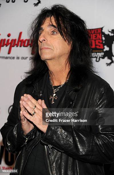 Musician Alice Cooper arrives at the 2nd annual Revolver Golden Gods Awards held at Club Nokia on April 8, 2010 in Los Angeles, California.
