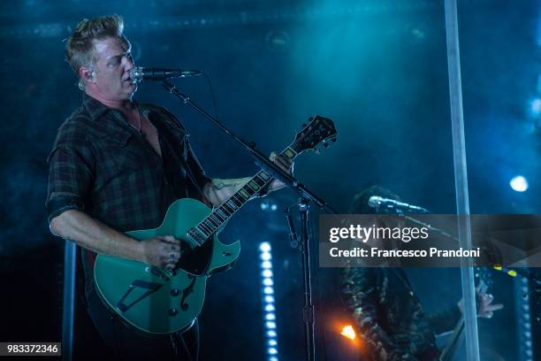 Josh Homme of Queens of the stone age perfoms on stage during iDays festival on June 24, 2018 in Milan, Italy.