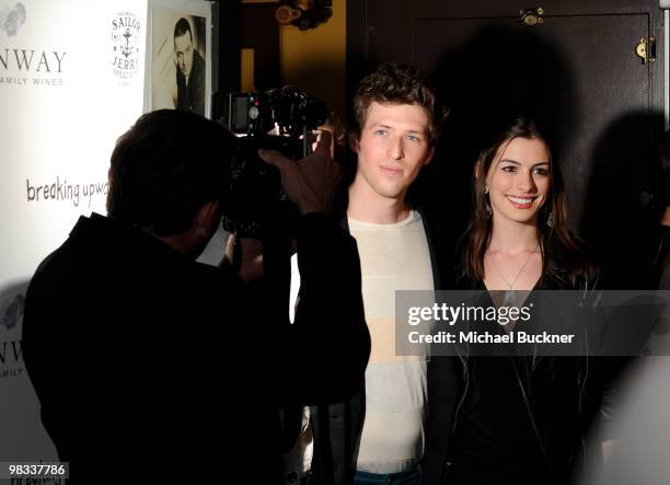 Director Daryl Wein and actress Anne Hathaway arrive at the premiere of IFC Films' "Breaking Upwards" at the Silent Movie Theatre on April 8, 2010 in...