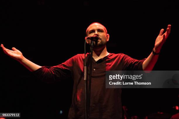 James Graham of The Twilight Sad performs on the last night of Robert Smith's Meltdown at The Royal Festival Hall on June 24, 2018 in London, England.