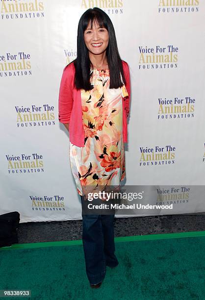 Actress Suzanne Whang arrives at a benefit hosted by Lily Tomlin to benefit Voice for the Animals Foundation featuring the stars of "Laugh In" at The...