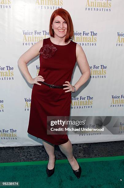 Actress Kate Flannery arrives at a benefit hosted by Lily Tomlin to benefit Voice for the Animals Foundation featuring the stars of "Laugh In" at The...