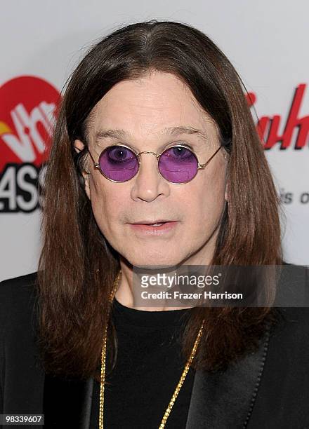 Musician Ozzy Osbourne arrives at the 2nd annual Revolver Golden Gods Awards held at Club Nokia on April 8, 2010 in Los Angeles, California.