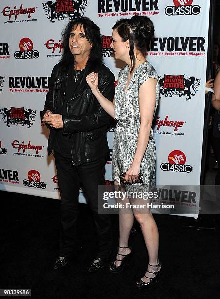 Musician Alice Cooper and Calico Cooper arrive at the 2nd annual Revolver Golden Gods Awards held at Club Nokia on April 8, 2010 in Los Angeles,...