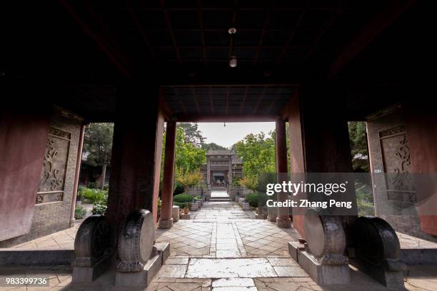 Ancient Chinese styled gate and pathway in the mosque. Xi'an Great Mosque which is a blend of traditional Chinese and Islamic architecture...