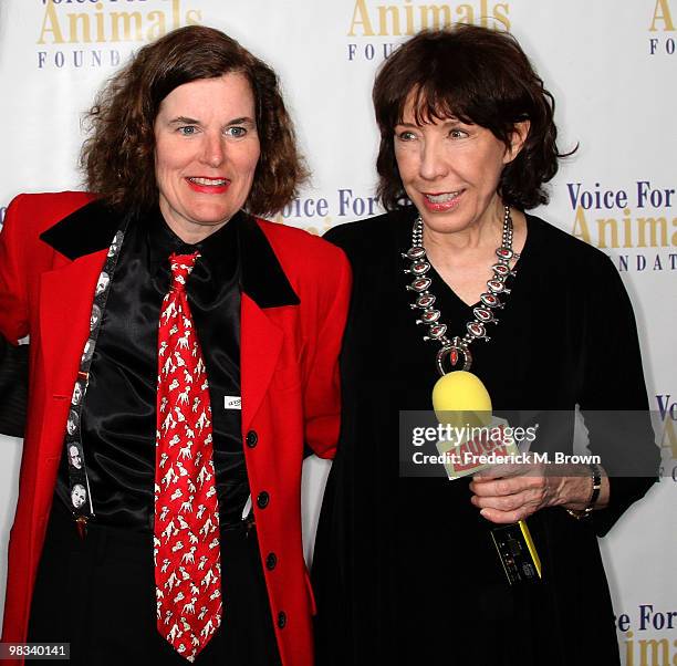 Comedian Paula Poundstone and actress Lily Tomlin attend the Voice for Animals Foundation's annual benefit with a "Laugh-In Reunion" at the Comedy...