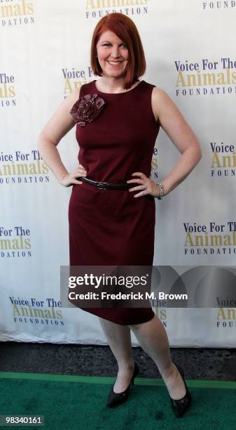 Actress Kate Flannery attends the Voice for Animals Foundation's annual benefit with a "Laugh-In Reunion" at the Comedy Store on April 8, 2010 in Los...