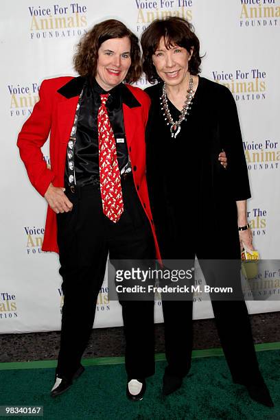 Comedian Paula Poundstone and actress Lily Tomlin attend the Voice for Animals Foundation's annual benefit with a "Laugh-In Reunion" at the Comedy...