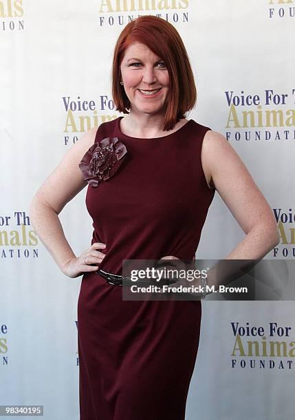 Actress Kate Flannery attends the Voice for Animals Foundation's annual benefit with a "Laugh-In Reunion" at the Comedy Store on April 8, 2010 in Los...