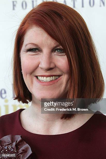 Actress Kate Flannery attends the Voice for Animals Foundation's annual benefit with a "Laugh-In Reunion" at the Comedy Store on April 8, 2010 in Los...