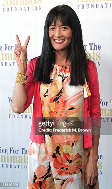 Actress Suzanne Whang attends the Voice for Animals Foundation's annual benefit with a "Laugh-In Reunion" at the Comedy Store on April 8, 2010 in Los...