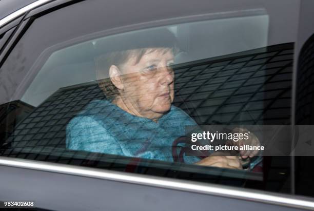 June 2018, Germany, Berlin: German Chancellor Angela Merkel arriving to a meeting of the CDU presidium in the Konrad Adenauer Haus. Photo: Bernd von...