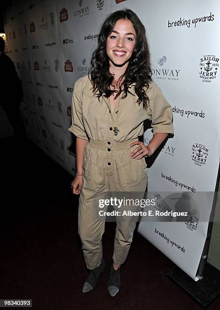 Actress Olivia Thirlby arrives at the Los Angeles premiere of IFC's "Breaking Upwards" at the Silent Movie Theater on April 8, 2010 in Los Angeles,...