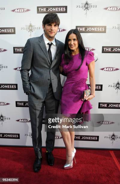 Actors Ashton Kutcher and Demi Moore attend the "The Joneses" Los Angeles Premiere at ArcLight Cinemas on April 8, 2010 in Hollywood, California.