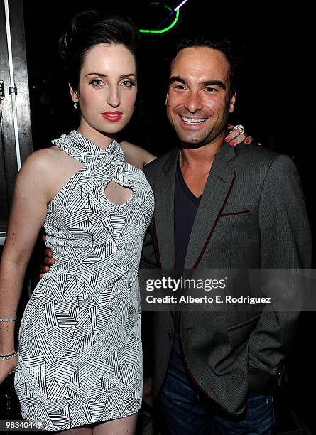 Actress Zoe Lister-Jones and actor Johnny Galecki arrives at the Los Angeles premiere of IFC's "Breaking Upwards" at the Silent Movie Theater on...