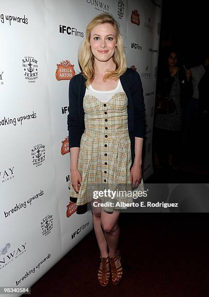 Actress Gillian Jacobs arrives at the Los Angeles premiere of IFC's "Breaking Upwards" at the Silent Movie Theater on April 8, 2010 in Los Angeles,...