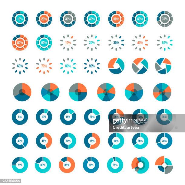 ilustraciones, imágenes clip art, dibujos animados e iconos de stock de pastel de gráficos - diagrama circular