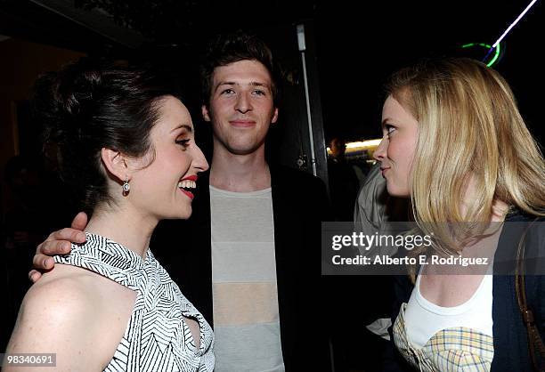 Actress Zoe Lister-Jones, actor/director Daryl Wein and actress Gillian Jacobs arrives at the Los Angeles premiere of IFC's "Breaking Upwards" at the...