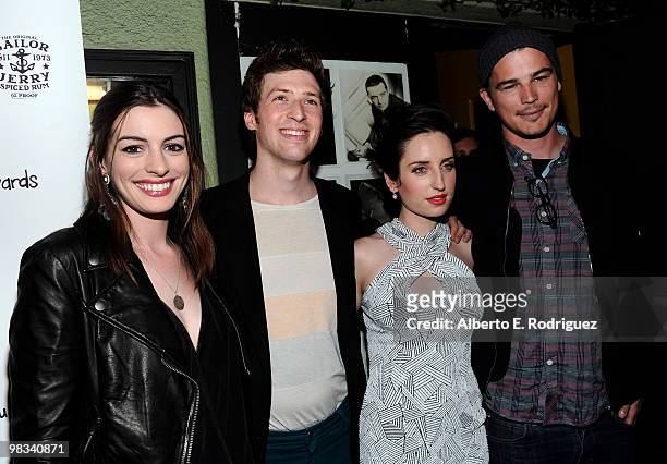 Actress Anne Hathaway, actor/director Daryl Wein, actress Zoe Lister-Jones and actor Josh Hartnett arrive at the Los Angeles premiere of IFC's...