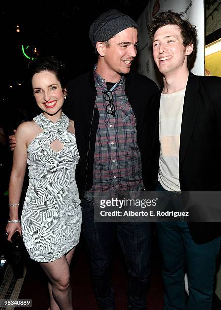 Actress Zoe Lister-Jones, actor Josh Hartnett and actor/director Daryl Wein arrive at the Los Angeles premiere of IFC's "Breaking Upwards" at the...