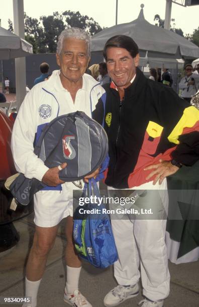 Actor John Forsyth and baseball player Steve Garvey attend Second Annual Nancy Reagan Tennis Tournament on October 6, 1990 in Pacific Palisades,...